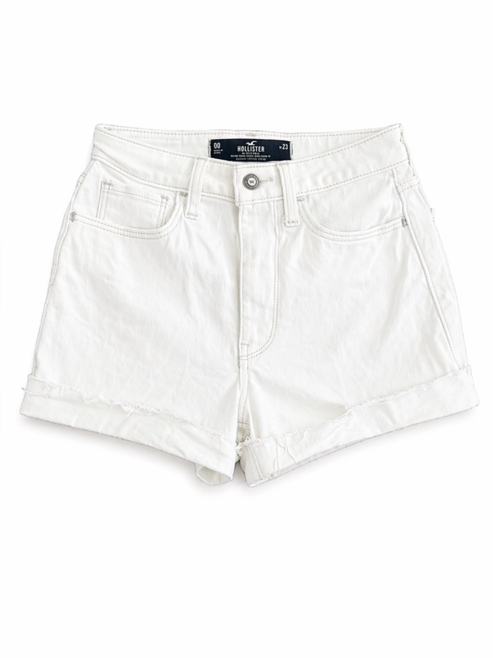 Hollister Women’s Ultra High Rise Mom Shorts White Cuffed W 23 00